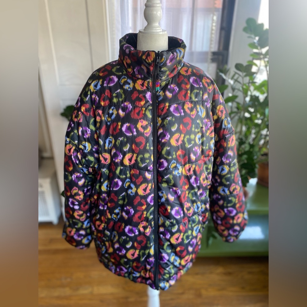 Farm Rio Reversible Embroidered Puffer Jacket Size L - Picture 5 of 15